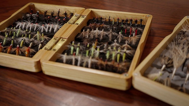 Range of colors and designs of flies (kebari) typical for high-level tenkara anglers in Japan